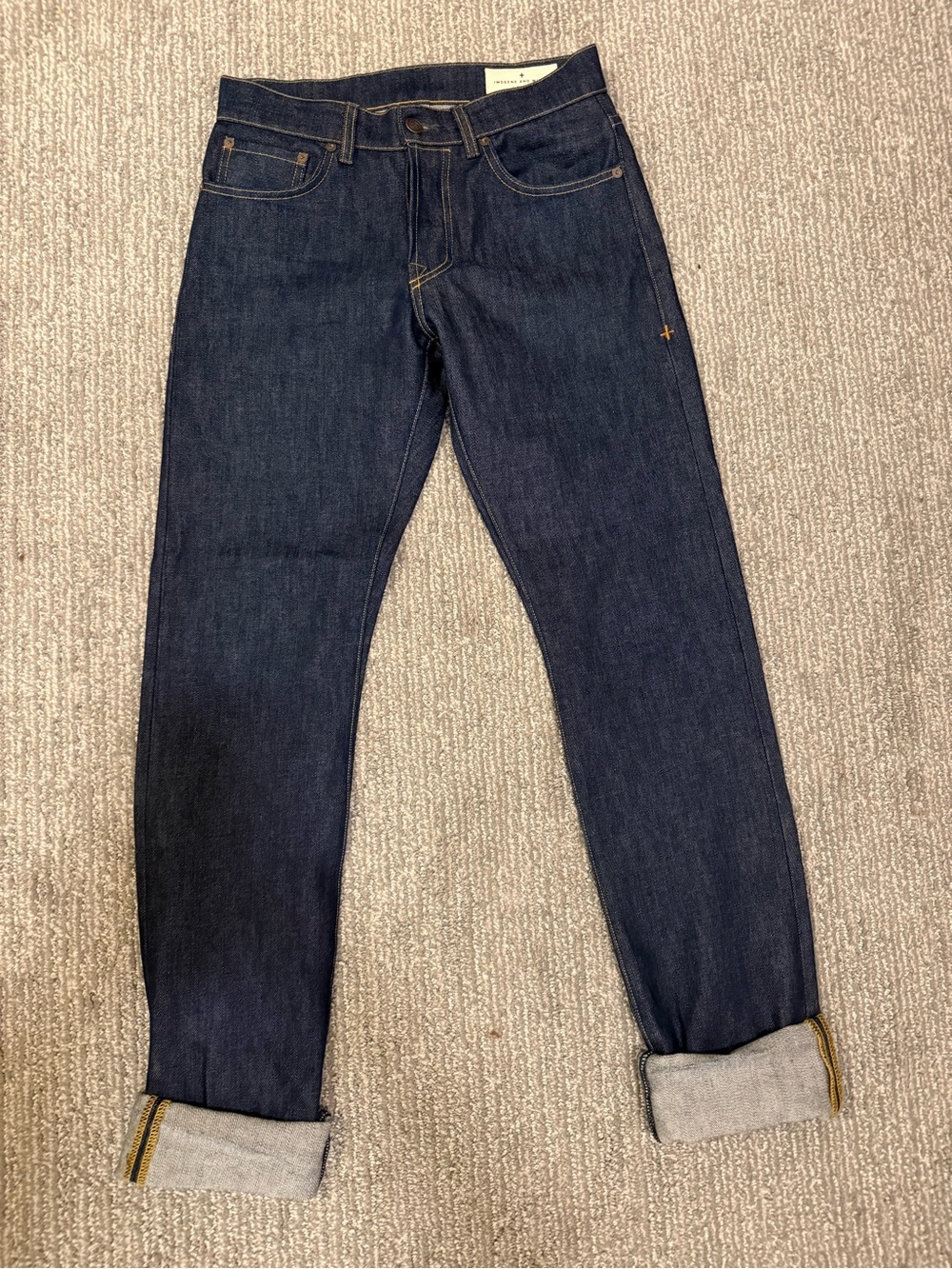 Imogene + Willie Barton Slim Jeans Size 28 Dark Indigo Raw Denim Button Fly